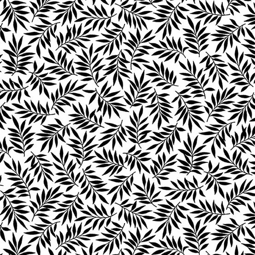 [CS-9695-L] Black on White Allover Ferns