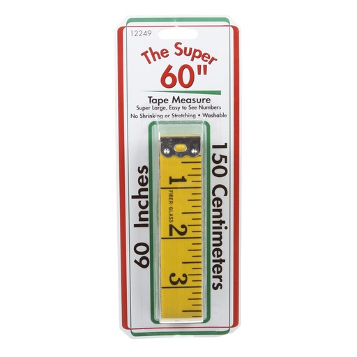 [12249] Super Tape Measure 60in Yellow Fiberglass