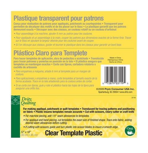 [3119D] Clear Template Plastic