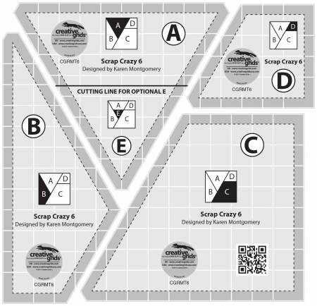 [CGRMT6] Creative Grids Scrap Crazy 6 Templates Quilt Ruler