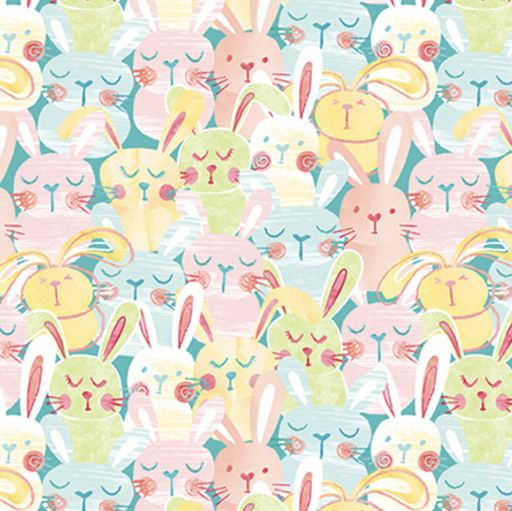 [2464-11] Im All Ears Teal Lt. Blue Stacked Bunnies