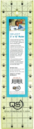 [QS-RUL3X12] Quilter's Select - Non-Slip Ruler 3in x 12in