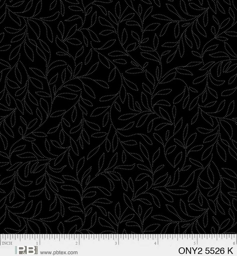 [ONY2 5526 K] Onyx Leaf Outline Black on Black