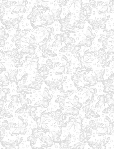 [HUE-C6565  WHITE] Butterflies White on White