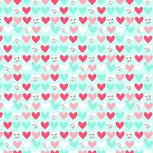 [Y4292-103 Light Teal] Love is in the Air Digital Peekaboo Hearts Light Teal